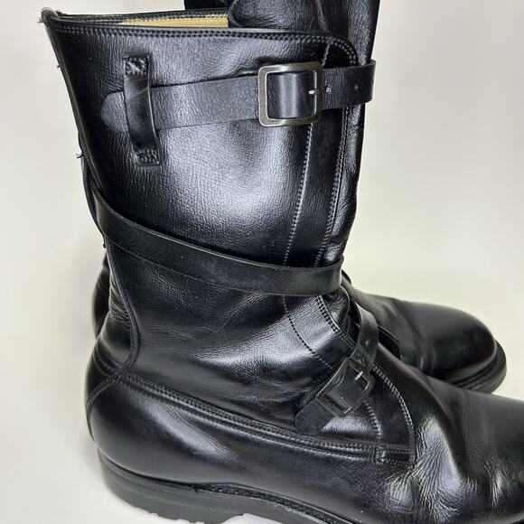 Vintage Dehner\'s Tanker Omaha Black Leather Strap Buckle Moto Boots Sz 8.5 Men\'s main image 5